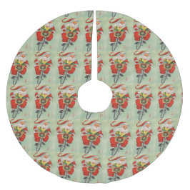 Falda Para El Árbol De Navidad De Poliéster Santa Claus montando la canasta de bicicletas de r