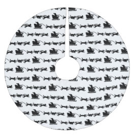 Falda Para El Árbol De Navidad De Poliéster Santa con Perro Sleigh en la imprenta del Lino Árt