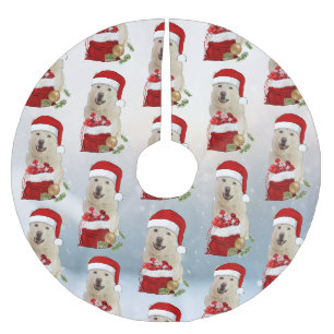 Falda Para El Árbol De Navidad De Poliéster Santa Paws - Crystal the Husky Dog