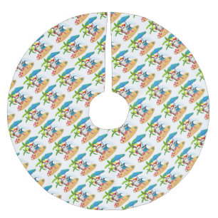 Falda Para El Árbol De Navidad De Poliéster Santa Tropical