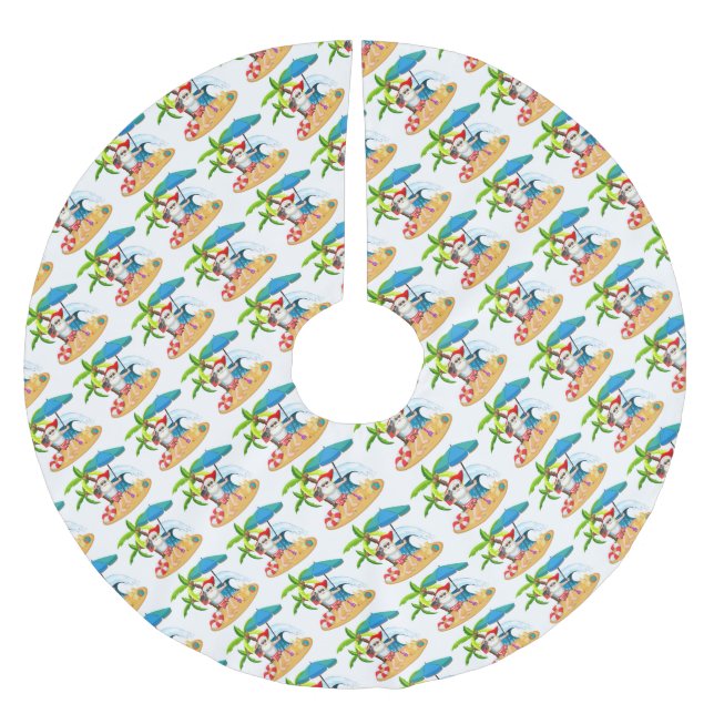 Falda Para El Árbol De Navidad De Poliéster Santa Tropical (Anverso)