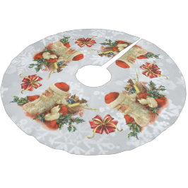 Falda Para El Árbol De Navidad De Poliéster santa vintage o falda de árbol de nick