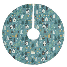 Falda Para El Árbol De Navidad De Poliéster Scandinavian Merry Christmas Tree Winter Snow