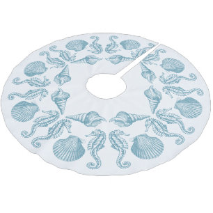 Falda Para El Árbol De Navidad De Poliéster Sea Side Beach Feliz Navidad