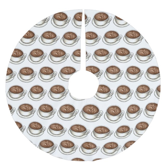 Falda Para El Árbol De Navidad De Poliéster Seattle WA Washington Coffee Cup Latte (Anverso)