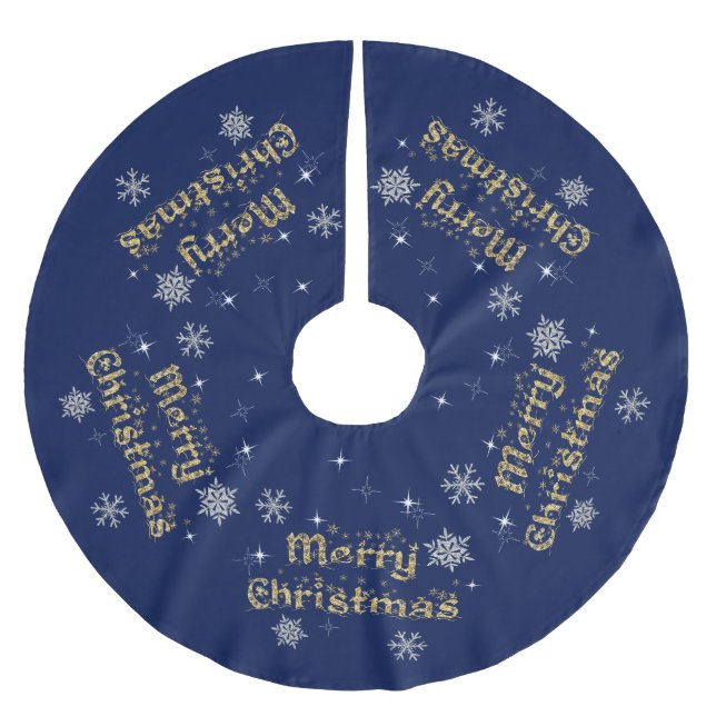 Falda Para El Árbol De Navidad De Poliéster Sencillo Purpurina elegante de Navidades espumosos (Anverso)