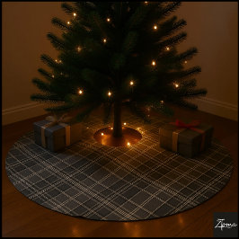 Falda Para El Árbol De Navidad De Poliéster Sepia Plaid Vintage Tartan Taupe Check