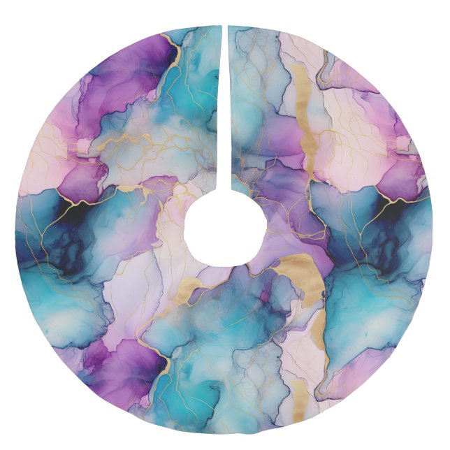 Falda Para El Árbol De Navidad De Poliéster Serendipia Crystal Blue (Anverso)