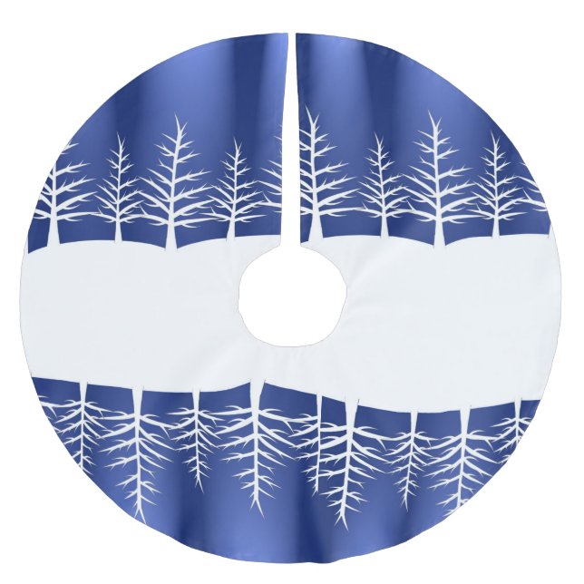 Falda Para El Árbol De Navidad De Poliéster Silhouettes de árbol blanco Navidades elegantes (Anverso)