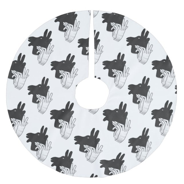 Falda Para El Árbol De Navidad De Poliéster Silueta de mano Cabra Gris (Anverso)