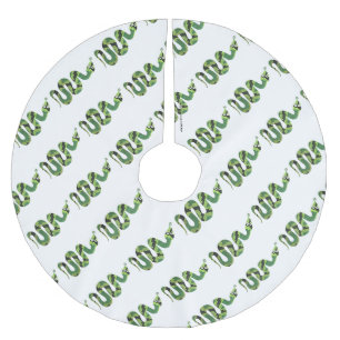 Falda Para El Árbol De Navidad De Poliéster Silueta de papel negro y verde de serpiente