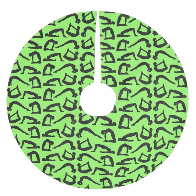 Falda Para El Árbol De Navidad De Poliéster Siluetas de posiciones de yoga (Anverso)