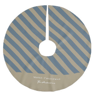 Falda Para El Árbol De Navidad De Poliéster Simple Minimalista azul y beige Feliz Navidad
