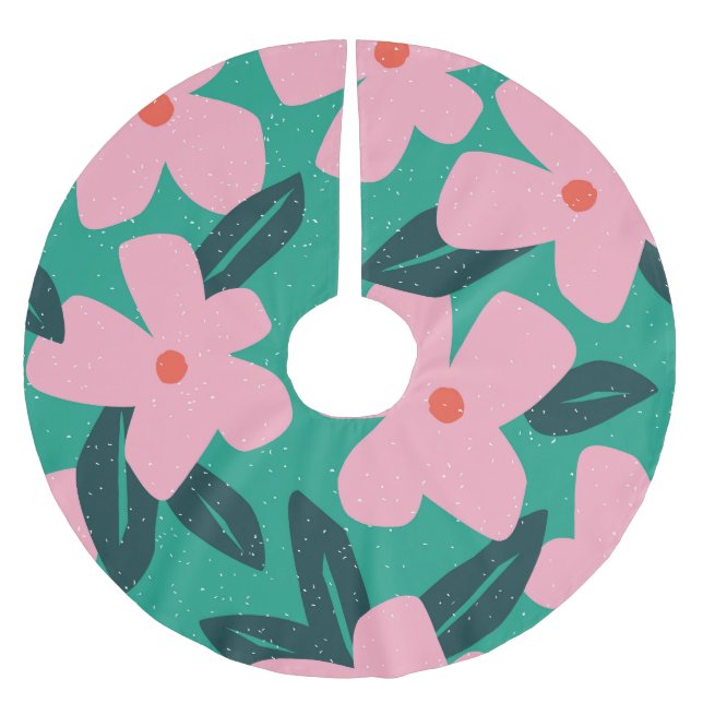 Falda Para El Árbol De Navidad De Poliéster Simplicidad floral: belleza abstracta (Anverso)