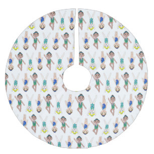 Falda Para El Árbol De Navidad De Poliéster Sincronización de equipos de Chicas Swimmer Swim