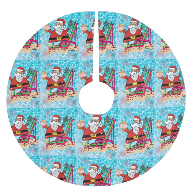 Falda Para El Árbol De Navidad De Poliéster Skirt Santa (Anverso)