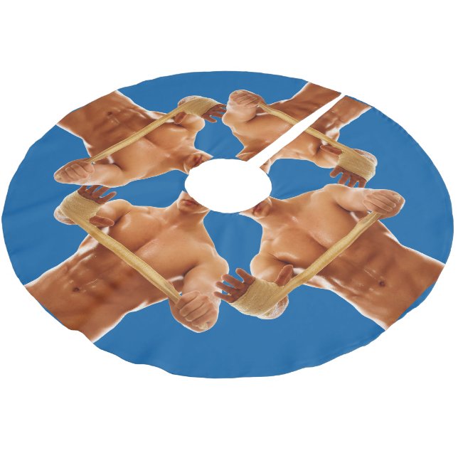 Falda Para El Árbol De Navidad De Poliéster SlipperyJoe hombre muscular abs vestuario de baldo (Angular)