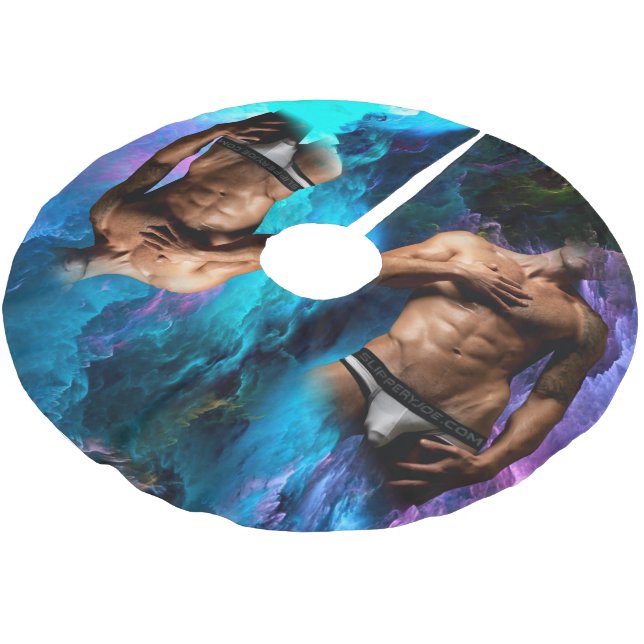 Falda Para El Árbol De Navidad De Poliéster SlipperyJoe hombre muscular macizo de ropa interio (Angular)