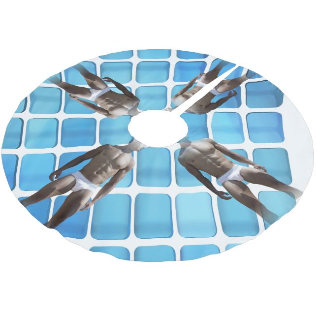 Falda Para El Árbol De Navidad De Poliéster SlipperyJoe hombre muscular seis empates abs macho (Angular)