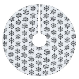 Falda Para El Árbol De Navidad De Poliéster Snowflake gráfico minimalista en blanco y negro