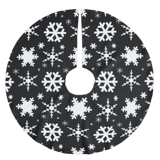 Falda Para El Árbol De Navidad De Poliéster Snowflakes Black (Anverso)