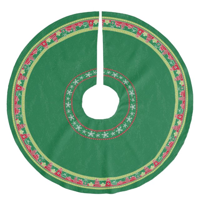 Falda Para El Árbol De Navidad De Poliéster Snowflakes & Present Tree Skirt (Anverso)