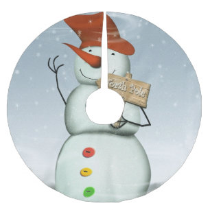Falda Para El Árbol De Navidad De Poliéster Snowman, miembro del Polo Norte