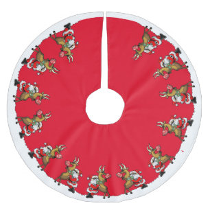Falda Para El Árbol De Navidad De Poliéster Socios de pelota de cerco Santa y reno lo leen