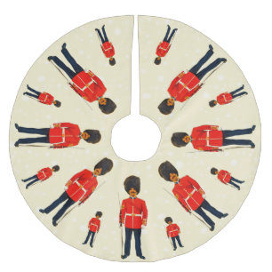 Falda Para El Árbol De Navidad De Poliéster soldados británicos en azul y rojo sobre beige cla