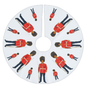 Falda Para El Árbol De Navidad De Poliéster Soldados británicos en azul y rojo sobre blanco