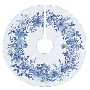 Falda Para El Árbol De Navidad De Poliéster Soldados de infantería de la serie Chinoiserie Blu