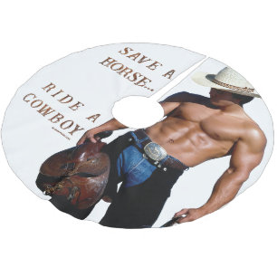 Falda Para El Árbol De Navidad De Poliéster Sombrero de vaquero de paja para montar a caballo