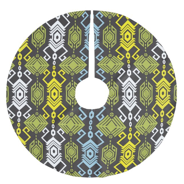 Falda Para El Árbol De Navidad De Poliéster Songket Tenun: Motif indonesio tradicional. (Anverso)