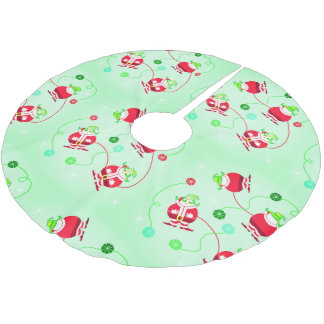 Falda Para El Árbol De Navidad De Poliéster Sorprendida Santa