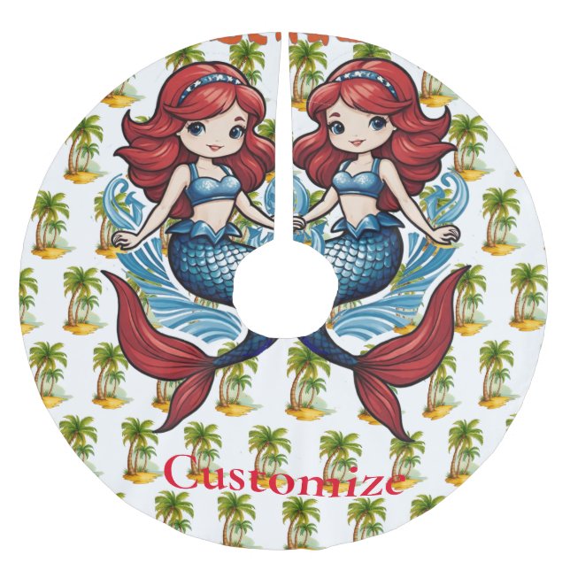 Falda Para El Árbol De Navidad De Poliéster Soy tan linda sirena Thunder_Cove (Anverso)