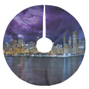 Falda Para El Árbol De Navidad De Poliéster Spacey Chicago Skyline
