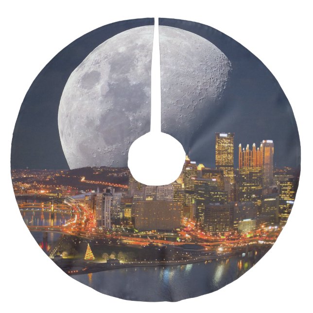 Falda Para El Árbol De Navidad De Poliéster Spacey Pittsburgh (Anverso)