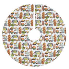 Falda Para El Árbol De Navidad De Poliéster Spanakopita Moussaka Baklava Impresión de comida g