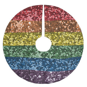 Falda Para El Árbol De Navidad De Poliéster Sparkle Rainbow Purpurina Sequam Glam Trendy