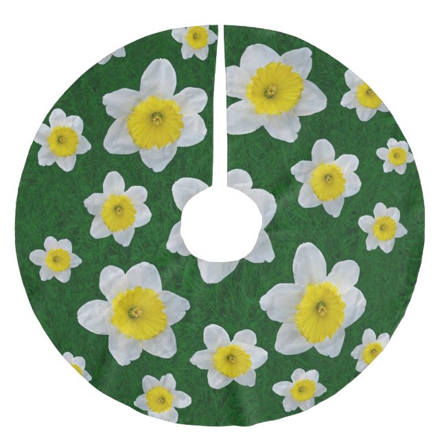 Falda Para El Árbol De Navidad De Poliéster Spring Daffodils (Anverso)