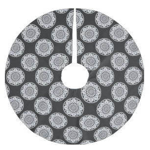 Falda Para El Árbol De Navidad De Poliéster Star Mandala tejiendo blanco y negro