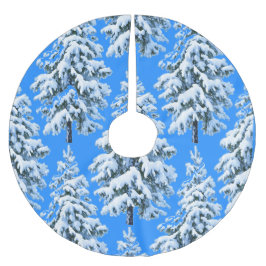 Falda Para El Árbol De Navidad De Poliéster Sueños de árbol helado Bosque nevado