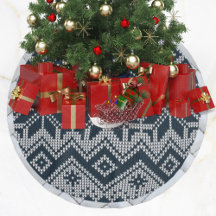 Suéter feo de Navidad tejido en blanco y azul mari