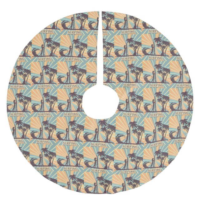 Falda Para El Árbol De Navidad De Poliéster Surfer Chica Christmas Tree Skirt (Anverso)