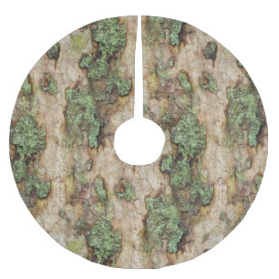 Falda Para El Árbol De Navidad De Poliéster Sycamore Tree Bark Moss Lichen
