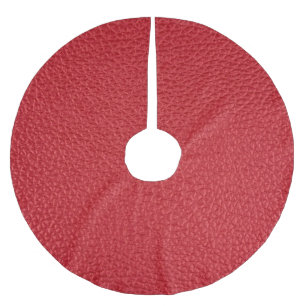 Falda Para El Árbol De Navidad De Poliéster Tapón de cuero artificial rojo oscuro.