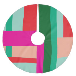 Falda Para El Árbol De Navidad De Poliéster Tarjeta de Navidad con Bloques de Color