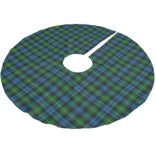 Falda Para El Árbol De Navidad De Poliéster Tartán escocés del verde azul de Lamont del clan