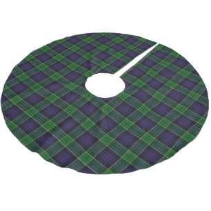Falda Para El Árbol De Navidad De Poliéster Tartán escocés del verde azul de Leslie del clan