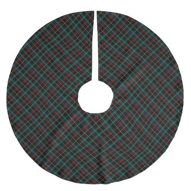 Falda Para El Árbol De Navidad De Poliéster Tartán negro, rojo y verde (Anverso)